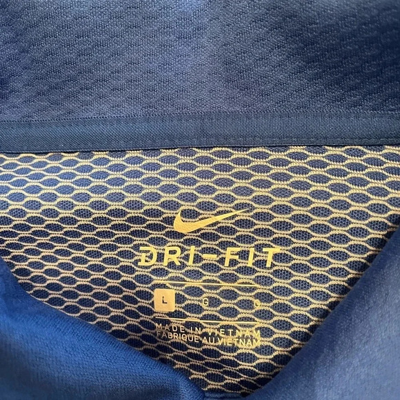 Nike Golf Dri Fit Blue Polo Shirt Short Sleeves Men size L 100% Polyester‎ - Picture 6 of 8